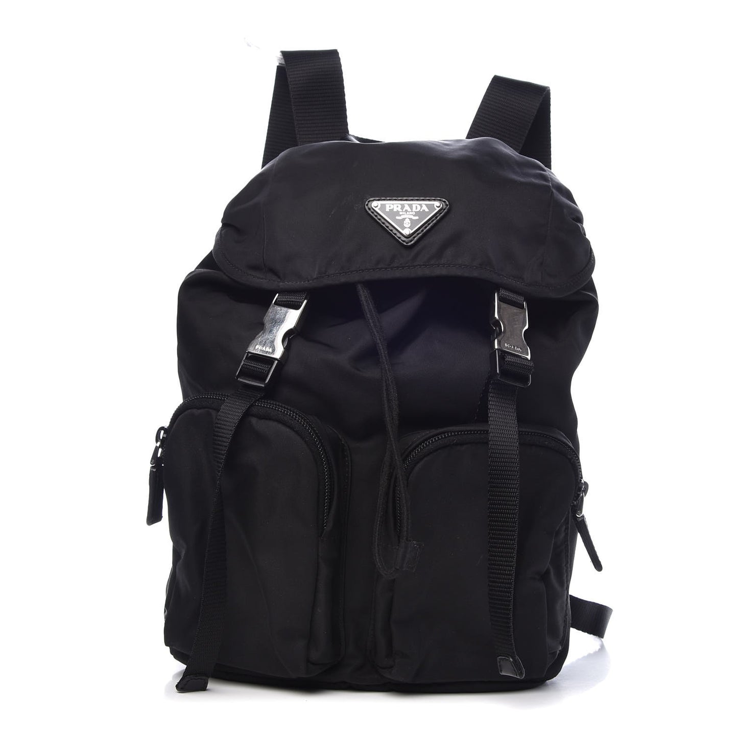 Tessuto Nylon Double Buckle Backpack Black