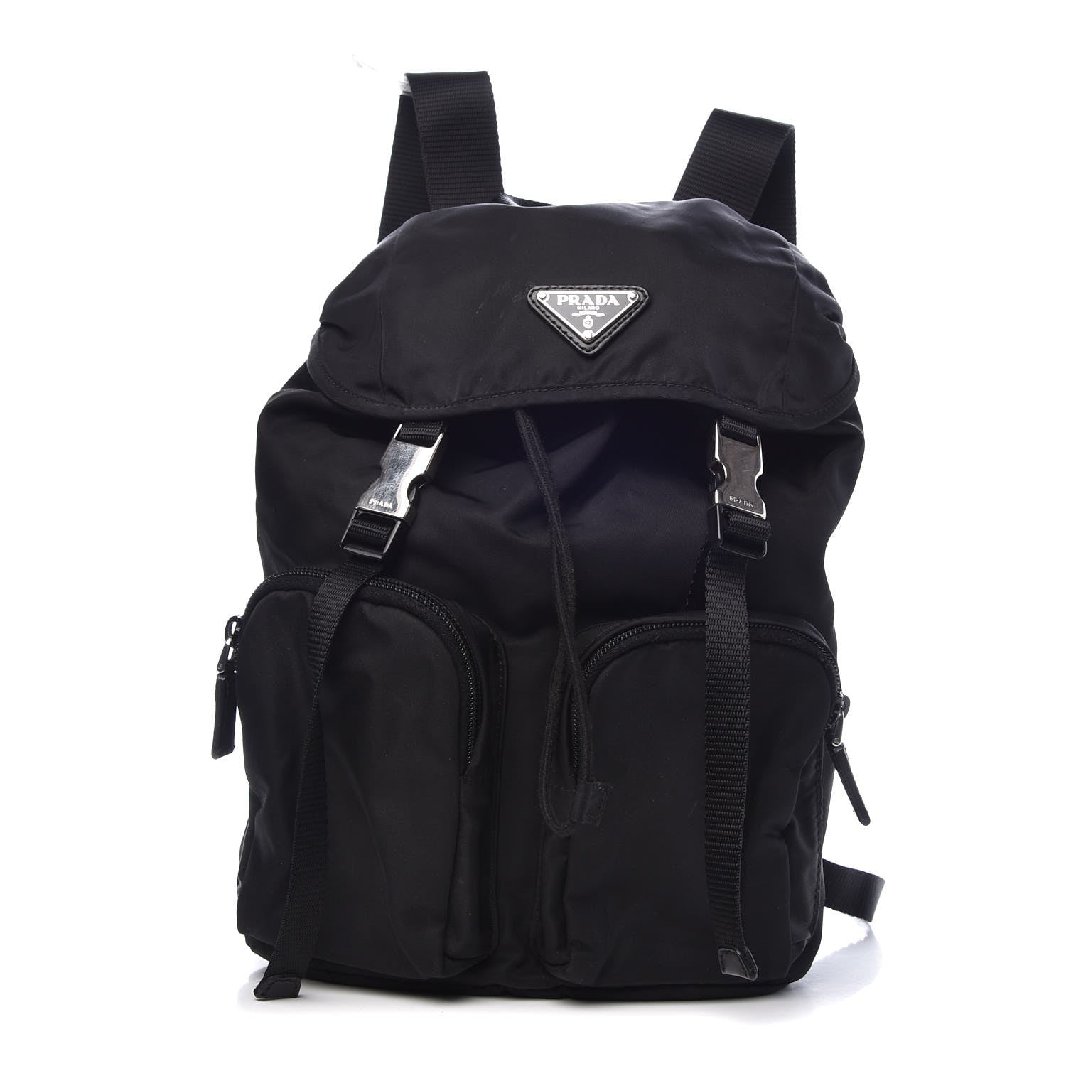 Prada Tessuto Nylon Double Buckle Backpack Black 1 of 9