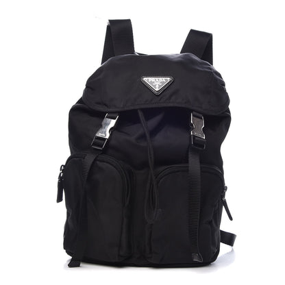 Prada Tessuto Nylon Double Buckle Backpack Black 1 of 9