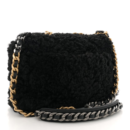 Chanel Shearling Sheepskin Medium Chanel 19 Flap Black 3 of 10