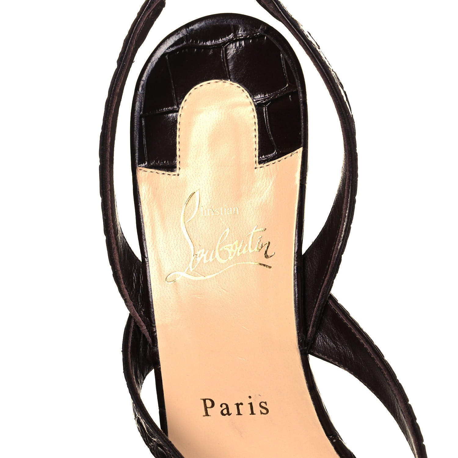 Christian Louboutin Calfskin Crocodile Embossed Taralita 55 Thong Sandals 38.5 Brown 7 of 7