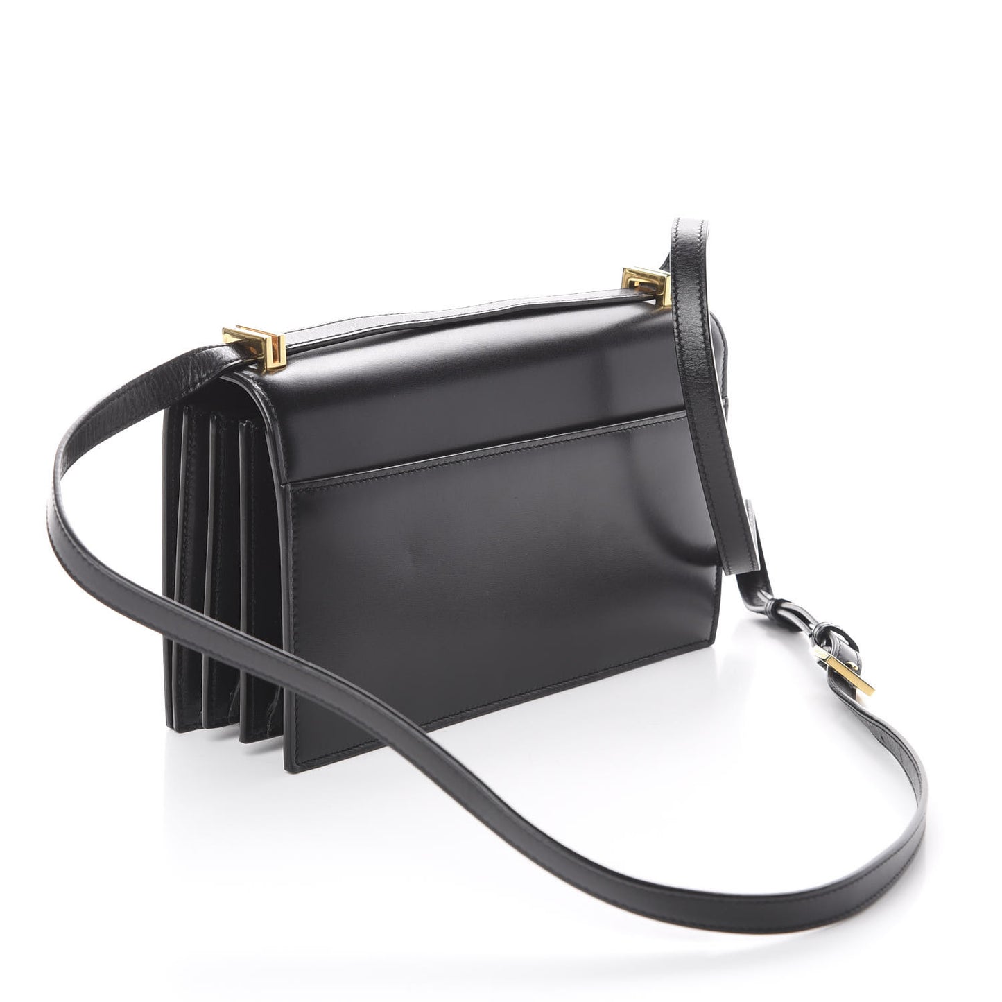 Smooth Calfskin Medium Domino Shoulder Bag Black