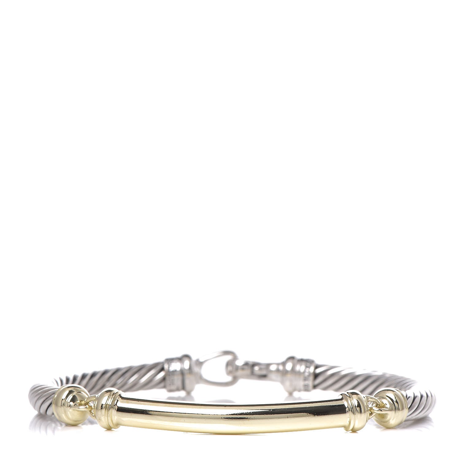 David Yurman Sterling Silver 14K Yellow Gold 5mm Metro Cable Bracelet 1 of 6