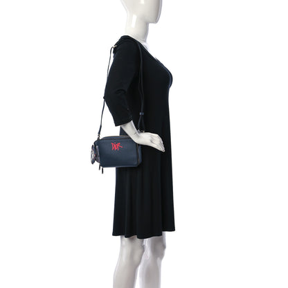Christian Dior X SHAWN STUSSY Grained Calfskin Ox Head Crossbody Double Zip Crossbody Pouch Navy Blue 2 of 9