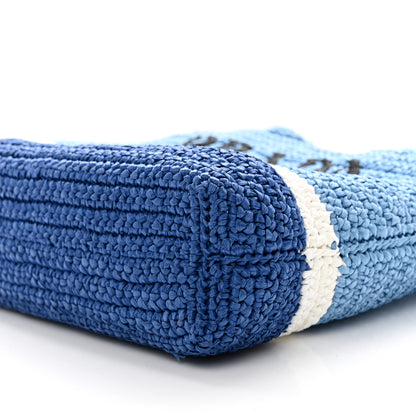 Prada Yarn Raffia Effect Crochet Small Logo Tote Celeste Blue 9 of 9