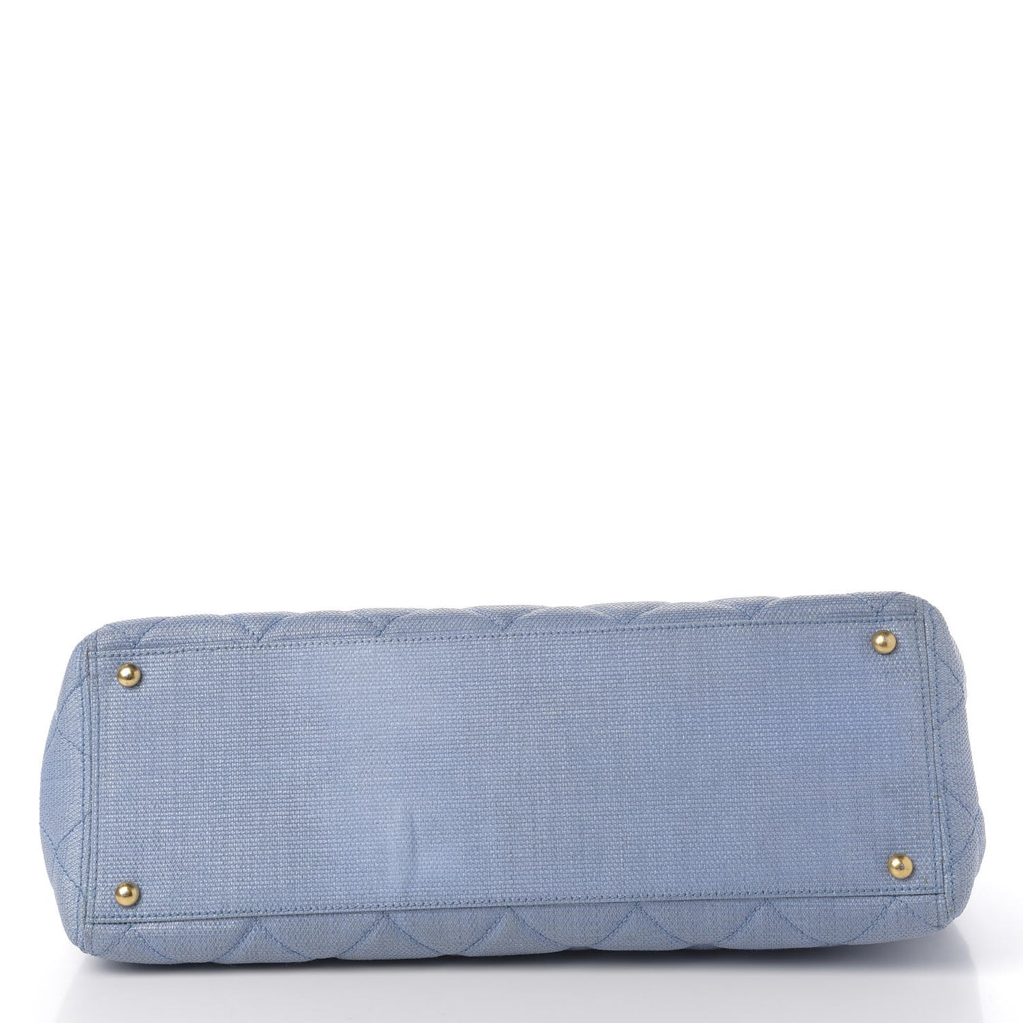 Woven Straw Quilted Shopping Tote Blue