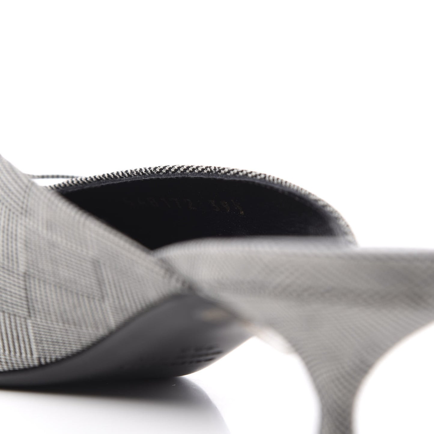 Fabric Check Tailoring Pointed Toe Knife 40mm Mules 39.5 Grey