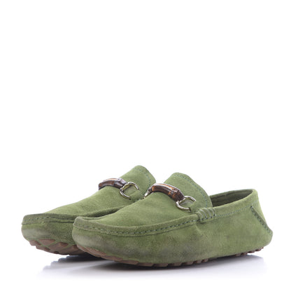 Gucci Suede Mens Bamboo Horsebit Moccasin 9 Green 3 of 11