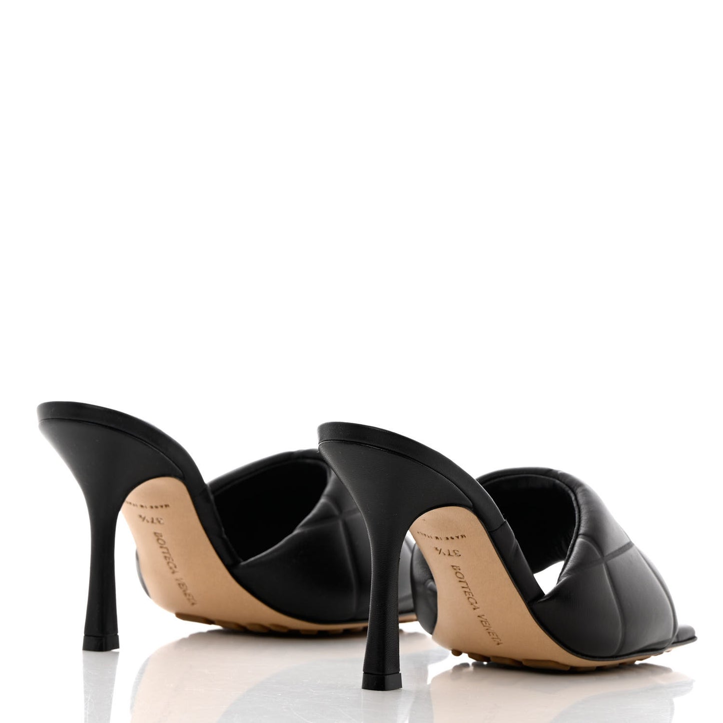 Nappa Quilted Rubber Lido Mule Sandals 37.5 Black