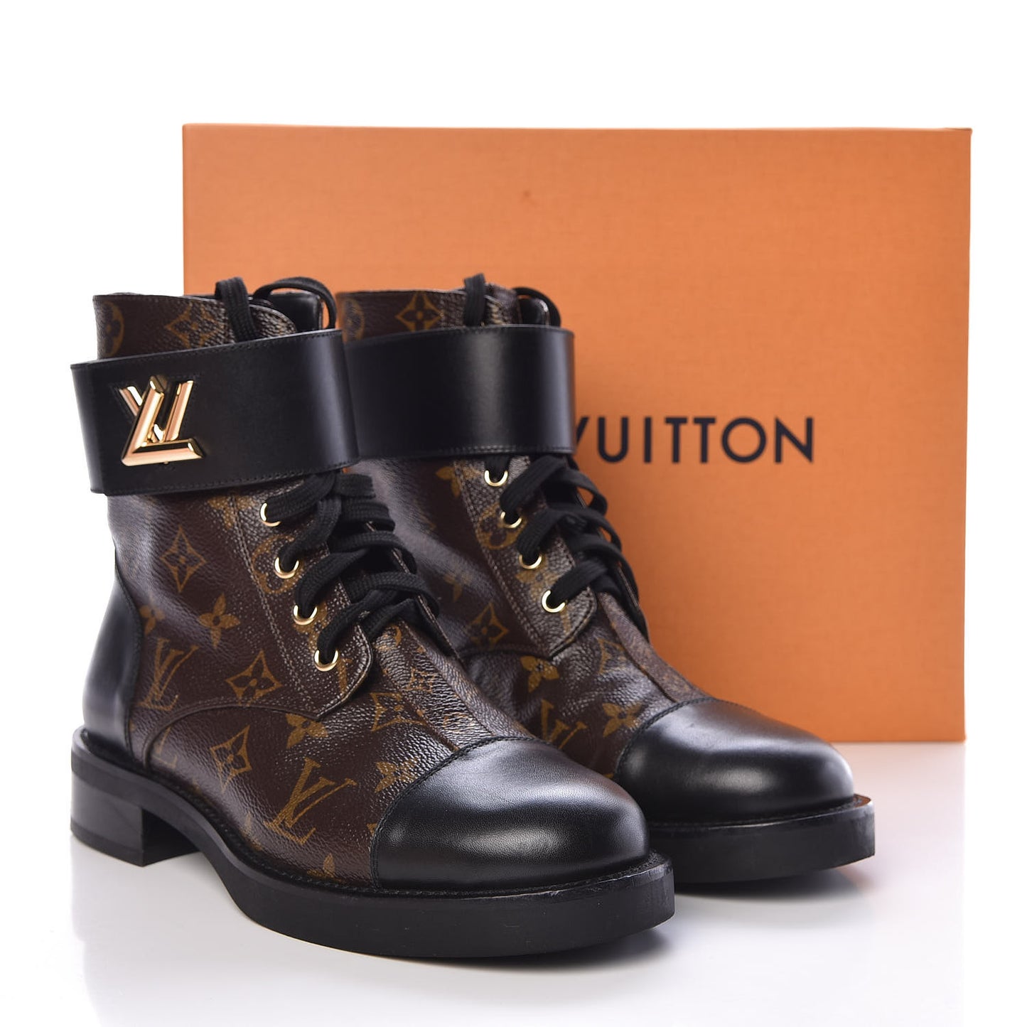Calfskin Monogram Wonderland Flat Ranger Boots 38 Black