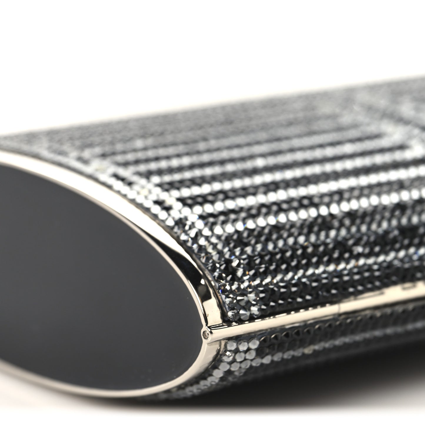 Swarovski Crystal Minaudiere Clutch Black Silver
