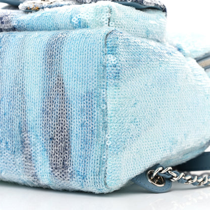 Chanel Sequin Tri-color Waterfall Backpack Light Blue 10 of 12
