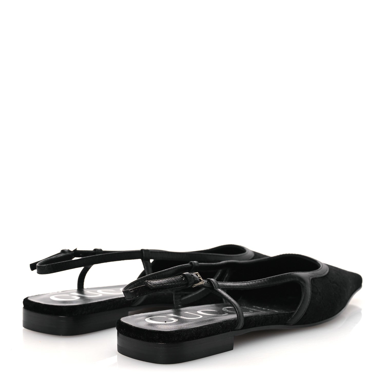 Gucci New Velvet Ashmir GG Monogram Malaga Kid Slingback Ballet Flats 37 Black 5 of 10
