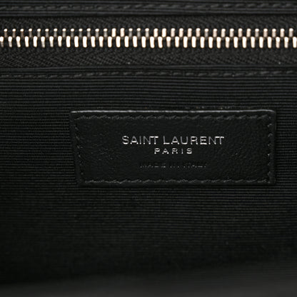 Saint Laurent Grain De Poudre Textured Mixed Matelasse Large Triquilt Monogram Satchel Black 7 of 12