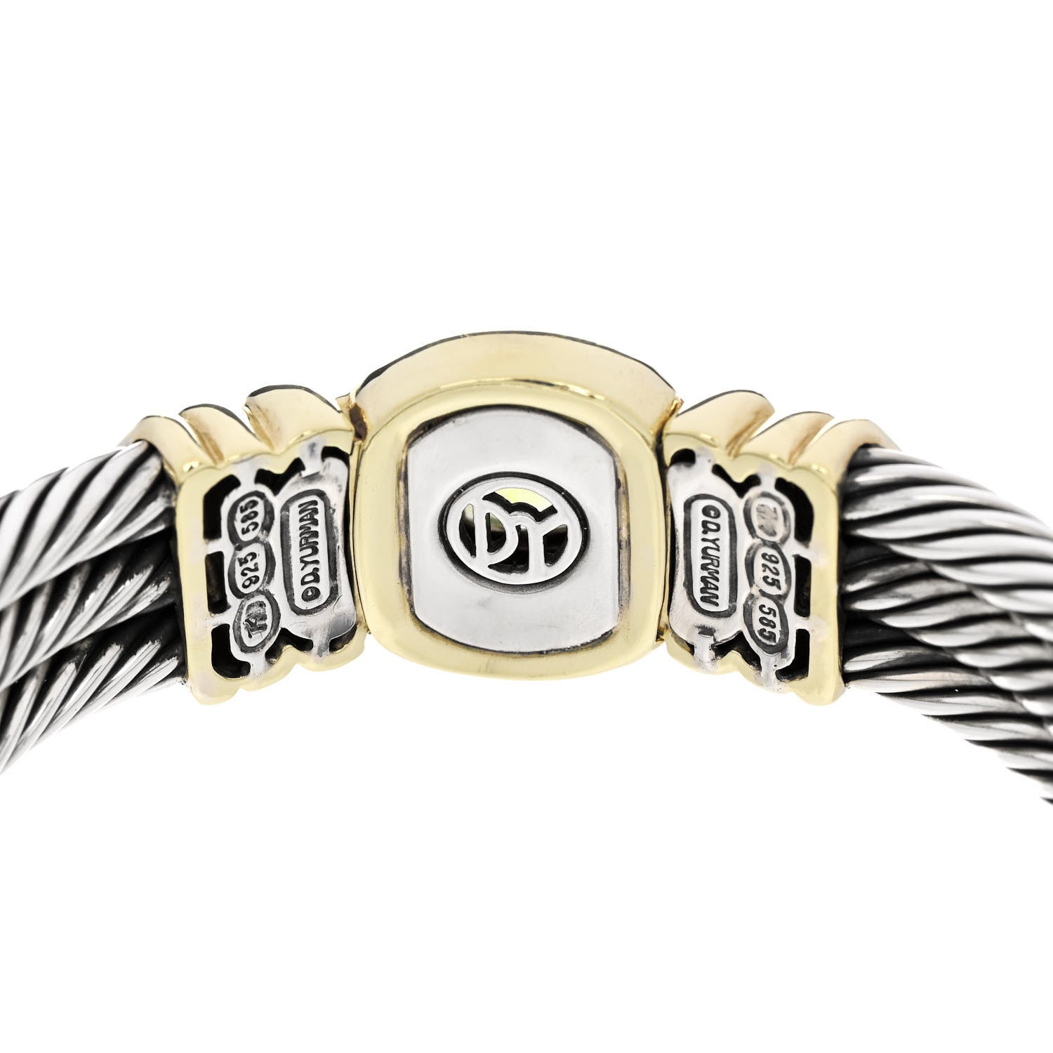 David Yurman Sterling Silver 18K Yellow Gold Lemon Citrine Albion Triple Cable Bracelet 3 of 3