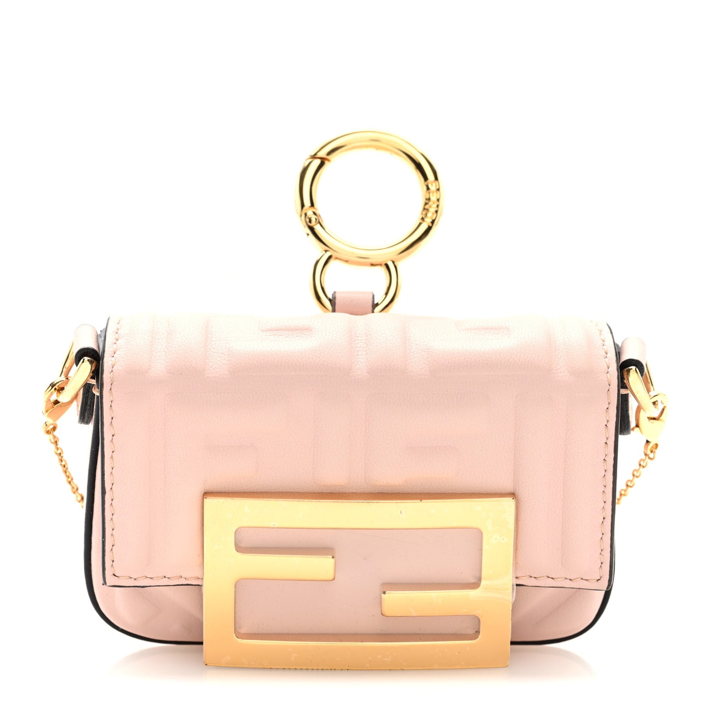 Nappa Matisse FF Embossed Nano Maxi Buckle Baguette Charm Rosa Quarzo