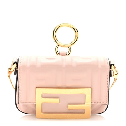 Fendi Nappa Matisse FF Embossed Nano Maxi Buckle Baguette Charm Rosa Quarzo 1 of 9
