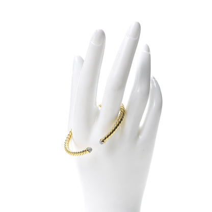 David Yurman 18K Yellow Gold Diamond 4mm Cablespira Bracelet 2 of 5