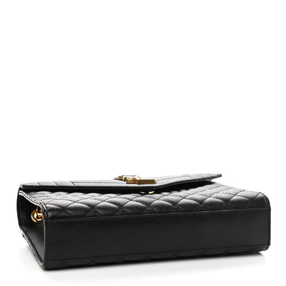 Saint Laurent Grain De Poudre Textured Mixed Matelasse Triquilt Medium Monogram Satchel Black 4 of 10