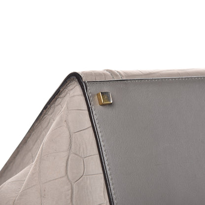 Celine Crocodile Embossed Nubuck Medium Phantom Luggage Grey 8 of 20