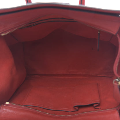 Celine Drummed Calfskin Mini Luggage Red 5 of 21