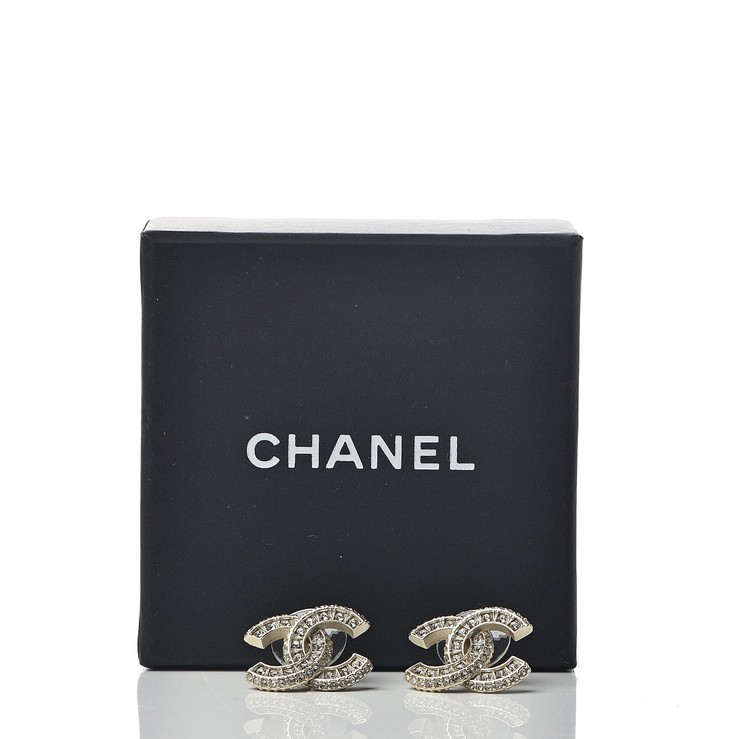 Chanel Crystal Timeless CC Earrings Light Gold 5 of 5
