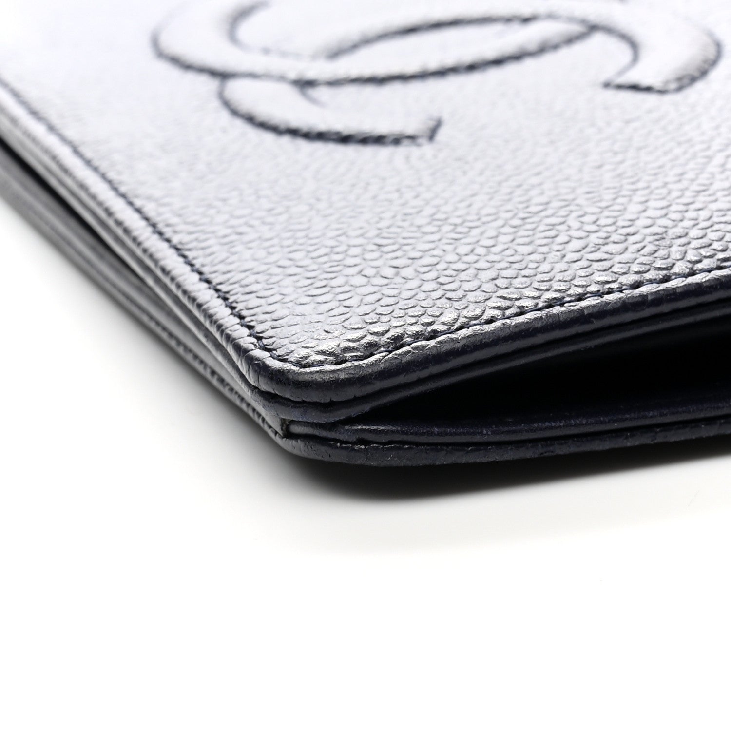 Chanel Caviar Timeless CC Yen Wallet Dark Blue 11 of 12