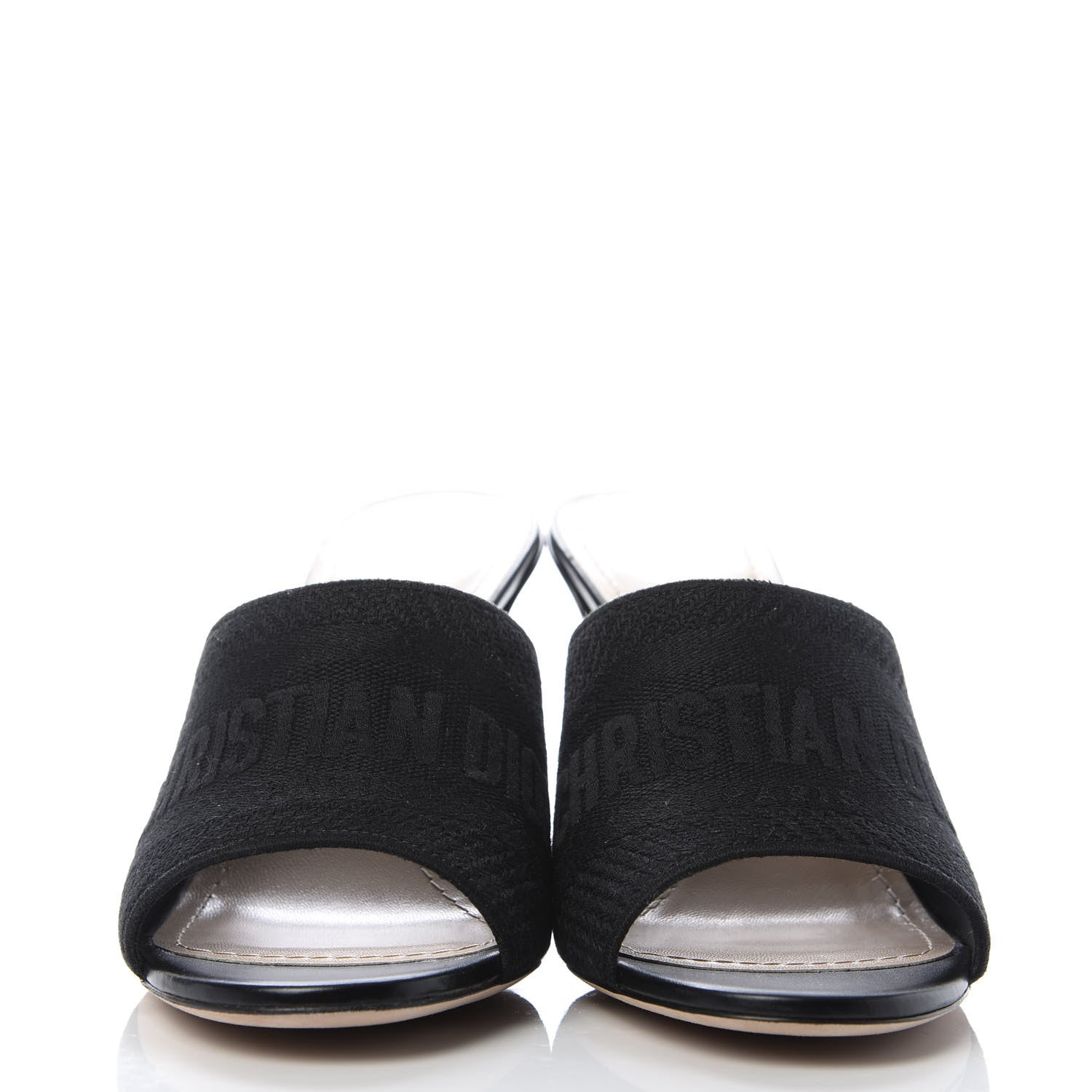 Christian Dior Cotton Embroidered D-Way Heeled Slide Sandal 39.5 Black 2 of 10