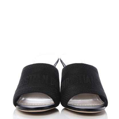 Christian Dior Cotton Embroidered D-Way Heeled Slide Sandal 39.5 Black 2 of 10