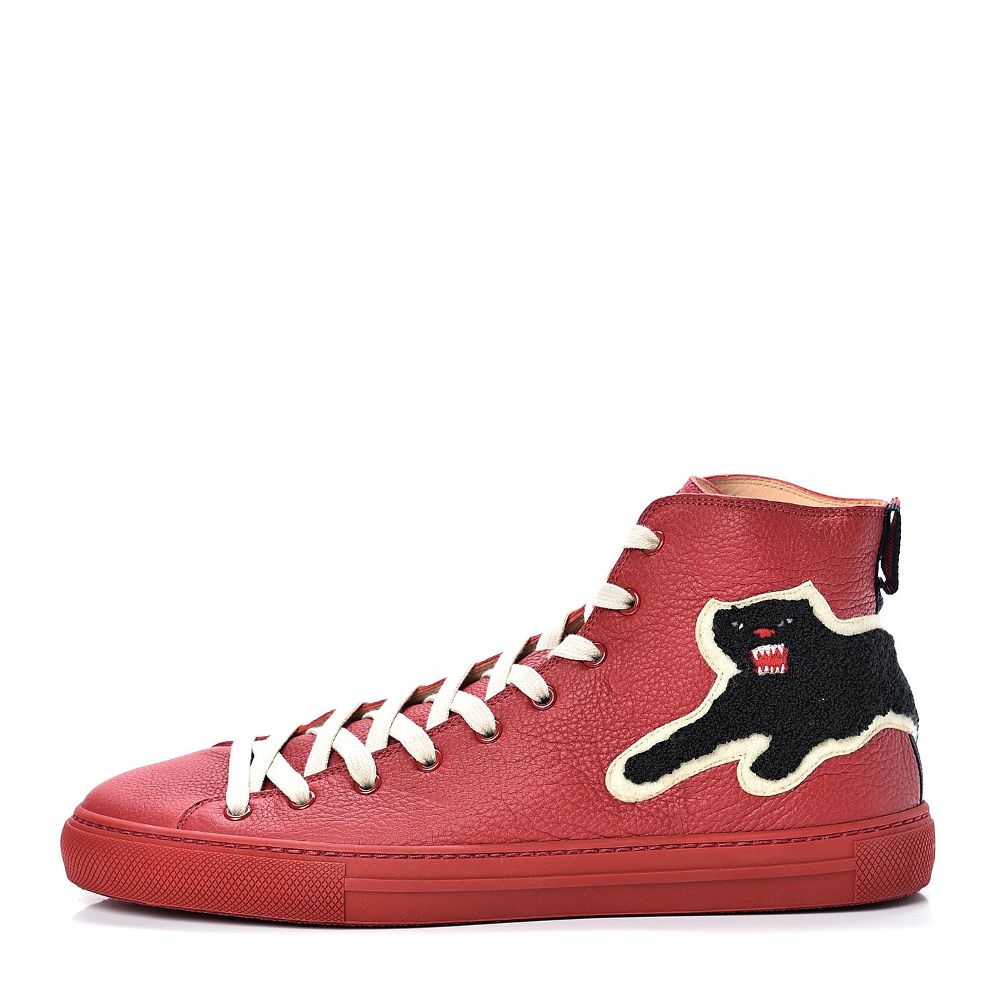 Calfskin Patch Mens Panther High Top Sneakers 10 Red