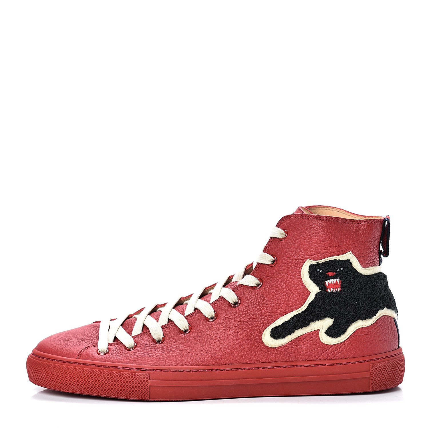 Gucci Calfskin Patch Mens Panther High Top Sneakers 10 Red 1 of 8