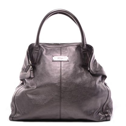 Alexander McQueen Metallic Leather Large De Manta Tote Dark Silver 1 of 7