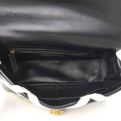 Valentino Garavani Nappa Large Roman Stud Shoulder Bag Black White 5 of 10