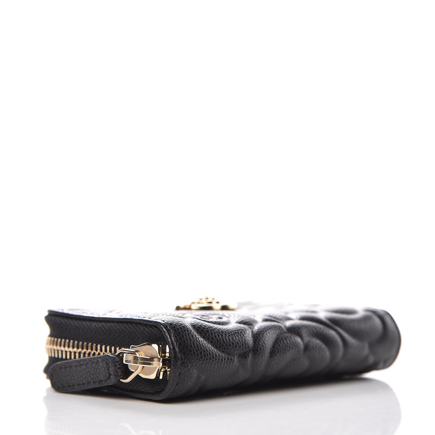 Chanel Caviar Camellia Embossed Zip Coin Purse Black 4 of 7