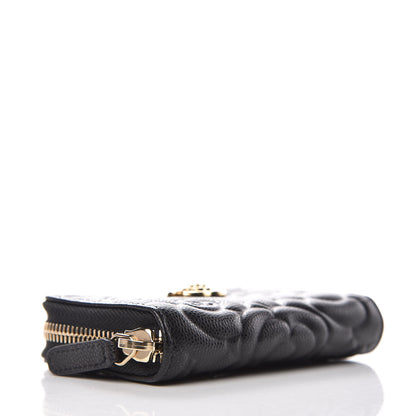 Chanel Caviar Camellia Embossed Zip Coin Purse Black 4 of 7