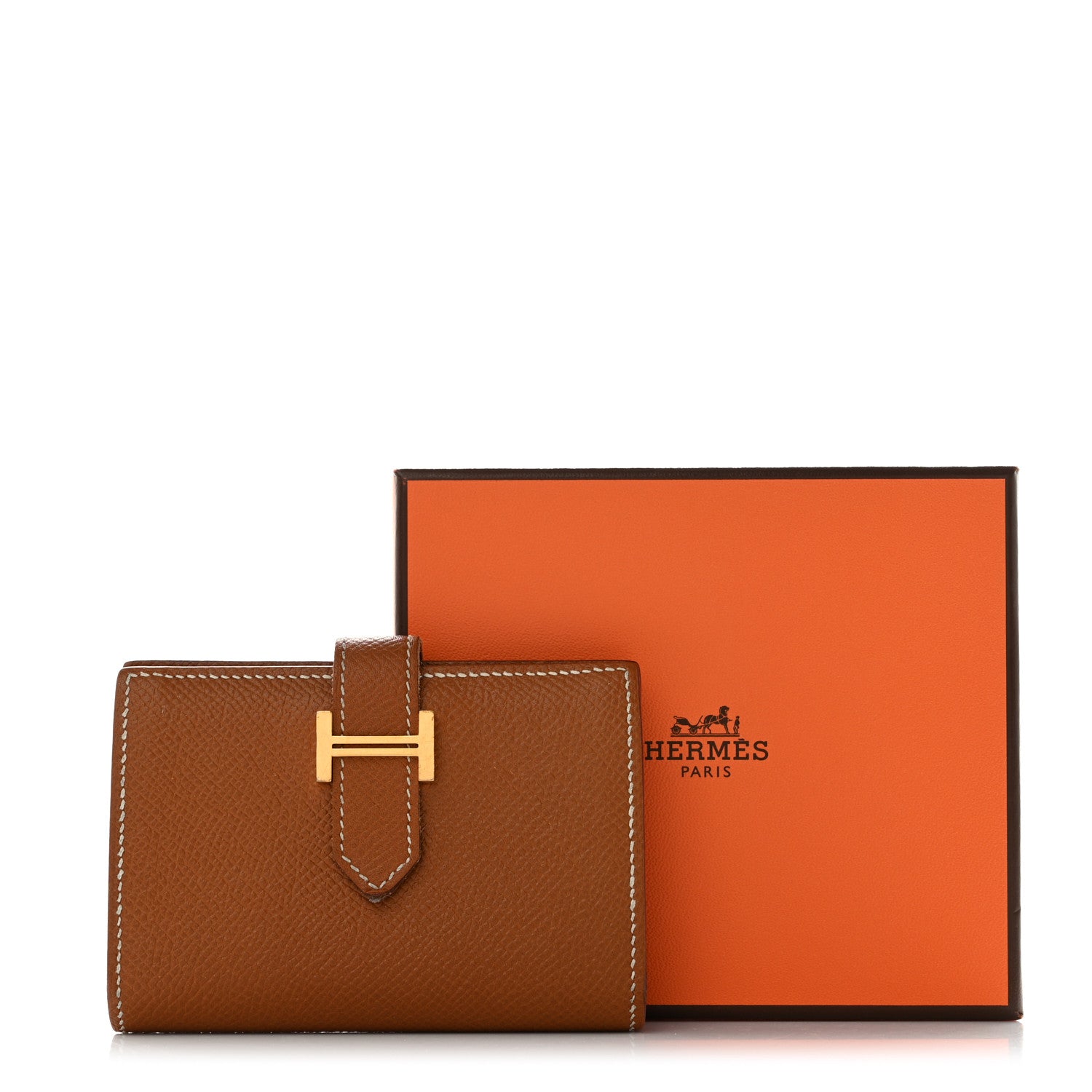 Hermes Epsom Bearn Card Holder Wallet Gold 10 of 10