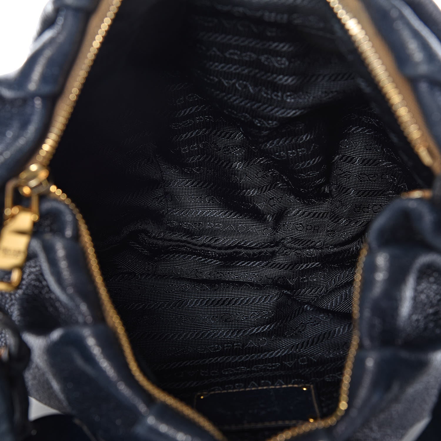 Prada Metallic Vitello Daino Hobo Dark Blue 5 of 12