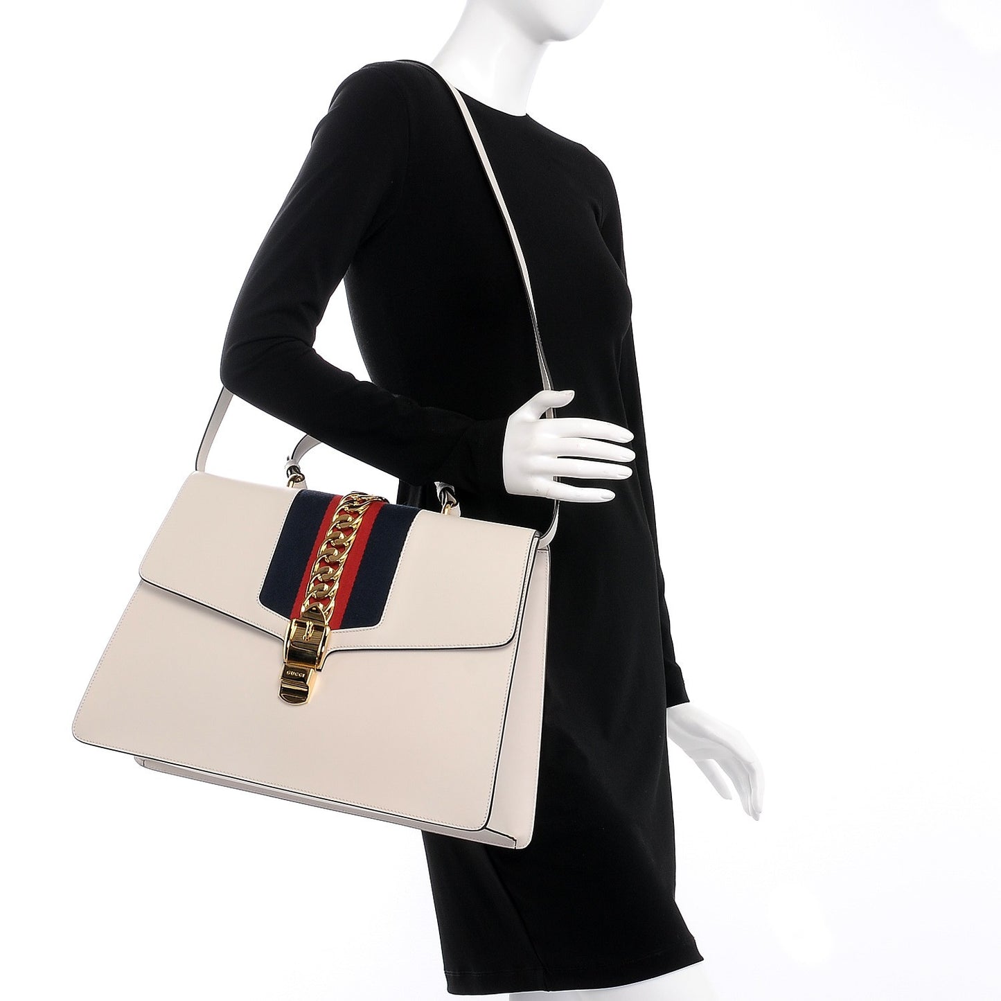 Calfskin Maxi Sylvie Top Handle Bag White
