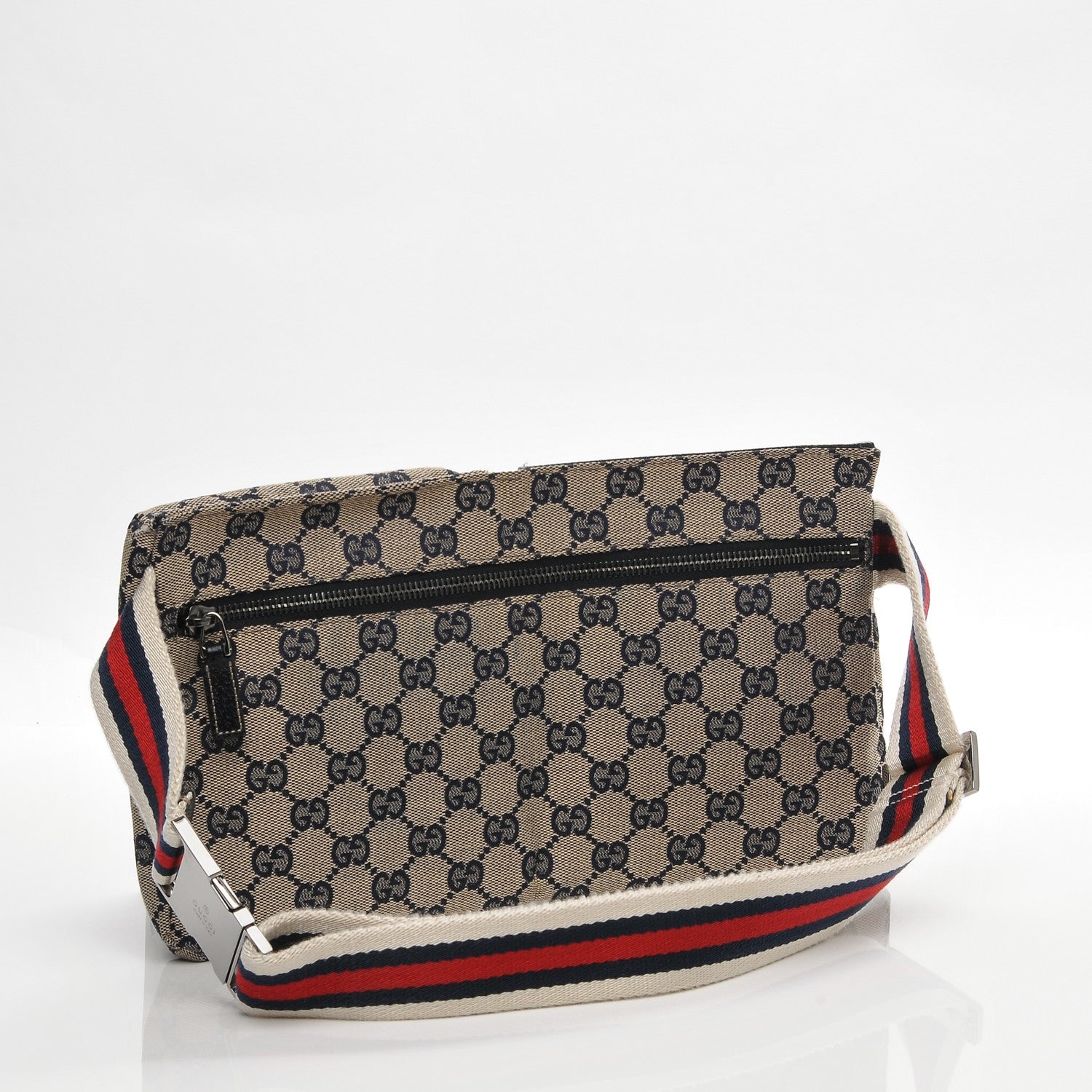 Gucci GG Monogram Web Double Pocket Belt Bag Navy 3 of 10