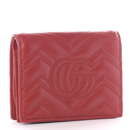 Gucci Calfskin Matelasse GG Marmont Card Case Hibiscus Red 2 of 7