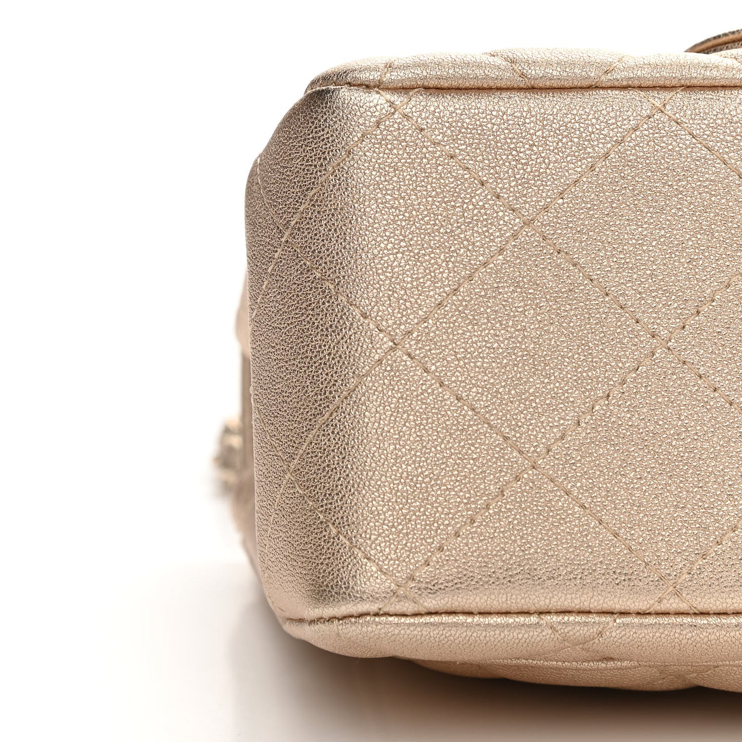 Metallic Lambskin Quilted Mini Square Flap Gold