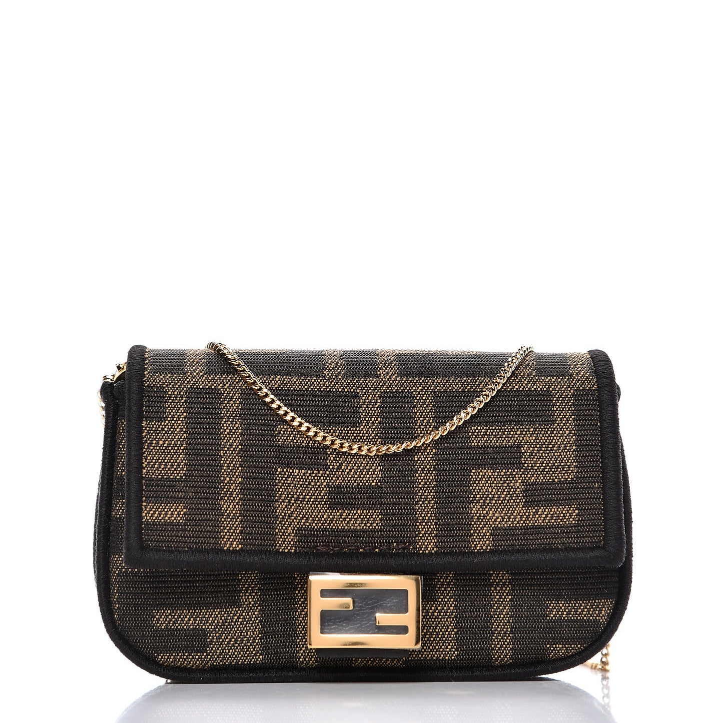 Fabric Jacquard FF 1974 Nano Baguette Charm Tobacco Moro Black