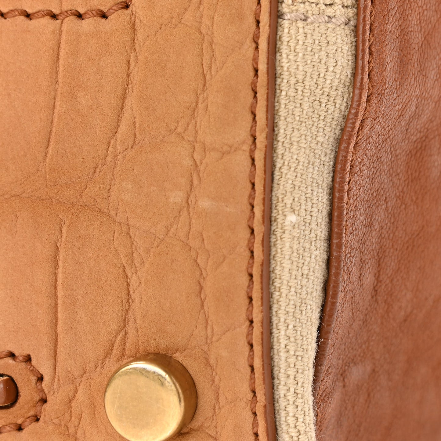Crocodile Embossed Nubuck Calfskin Medium Muse Two Tote Tan