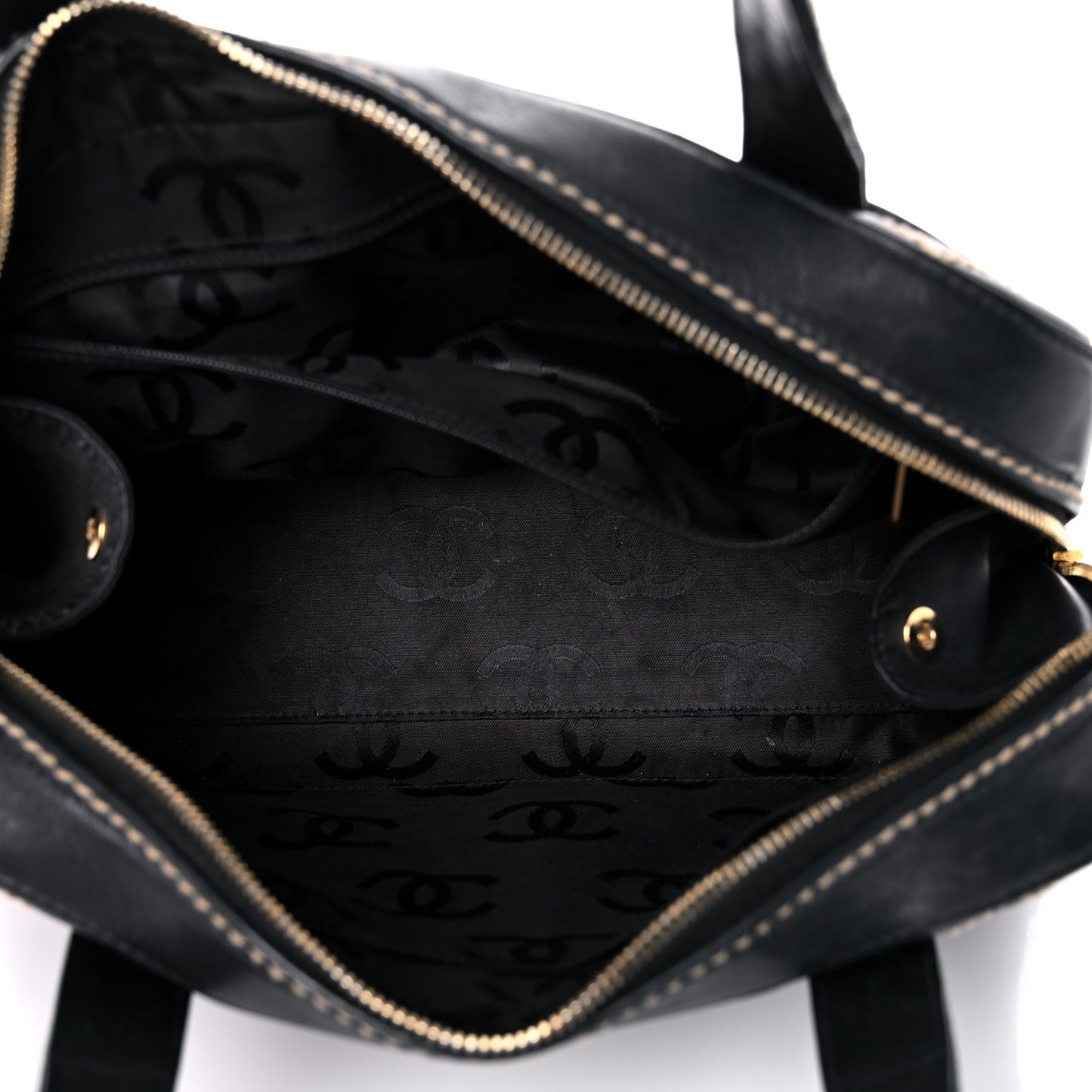 Calfskin Contrast Stitch Surpique Bowler Black
