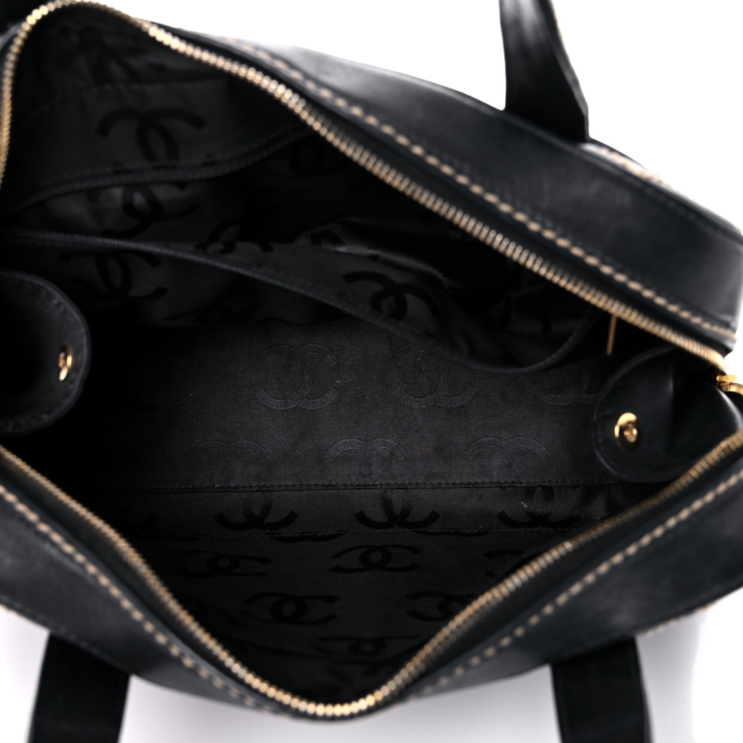 Chanel Calfskin Contrast Stitch Surpique Bowler Black 4 of 16