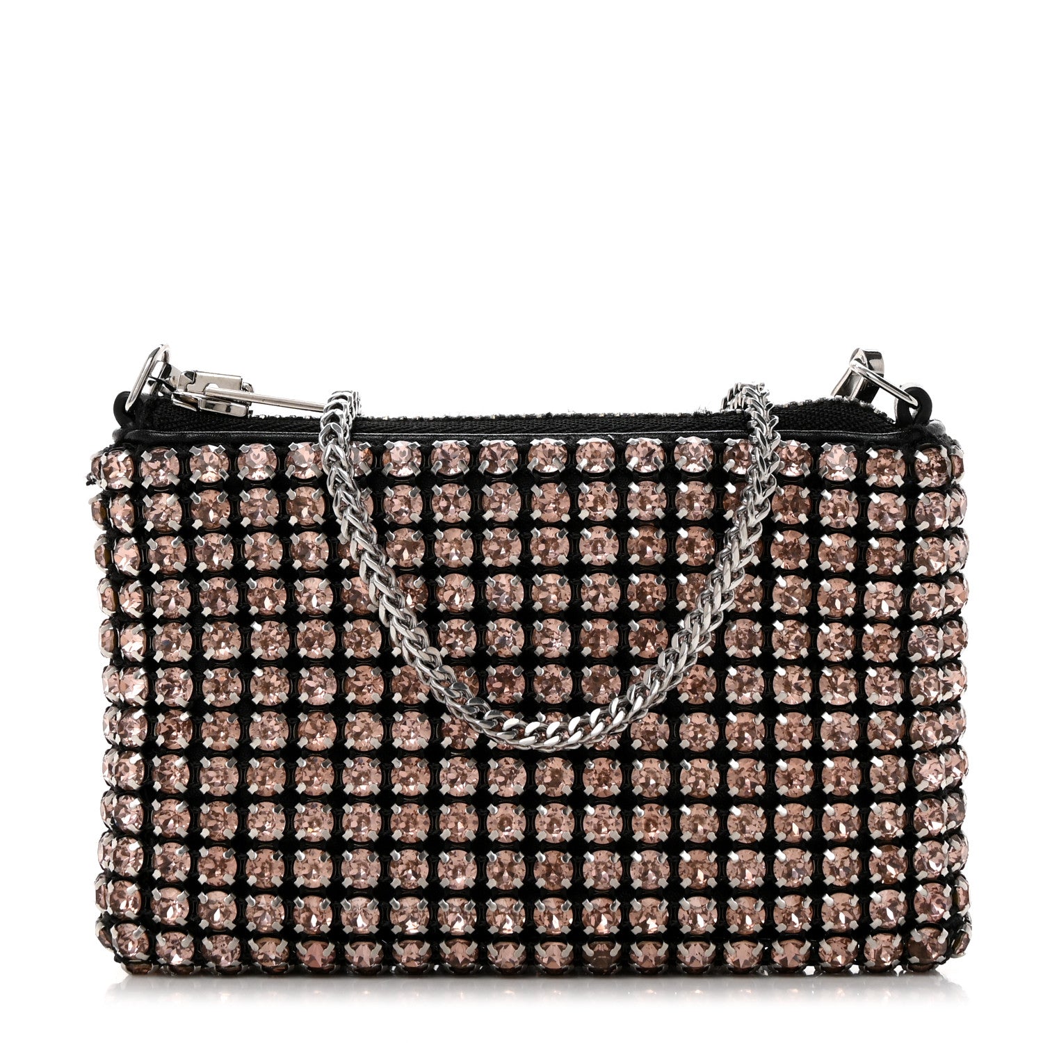 Alexander Wang Mesh Crystal Rhinestone Nano Heiress Shoulder Bag Black Pink 1 of 10