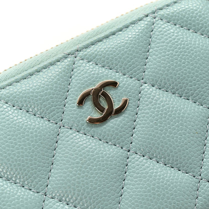 Chanel Caviar Quilted Zip Coin Purse Light Blue 8 of 10