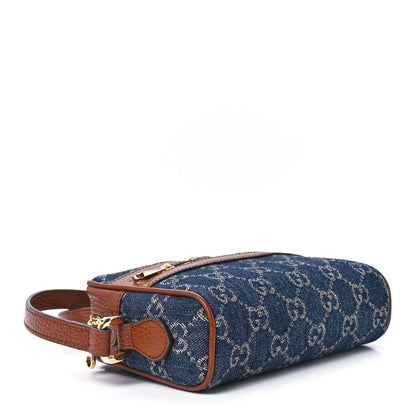 Gucci New Denim GG Monogram Dollar Calfskin Mini Ophidia Shoulder Bag Blue Tea Cuir Epilog 4 of 11