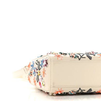 Christian Dior Calfskin Sequin Floral Embroidered Mini Lady Dior White Multicolor 8 of 9