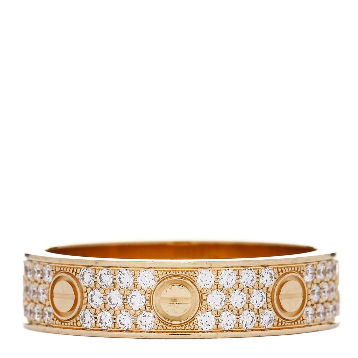 Cartier 18K Yellow Gold Diamond 5mm LOVE Wedding Paved Band Ring 54 7 1 of 5